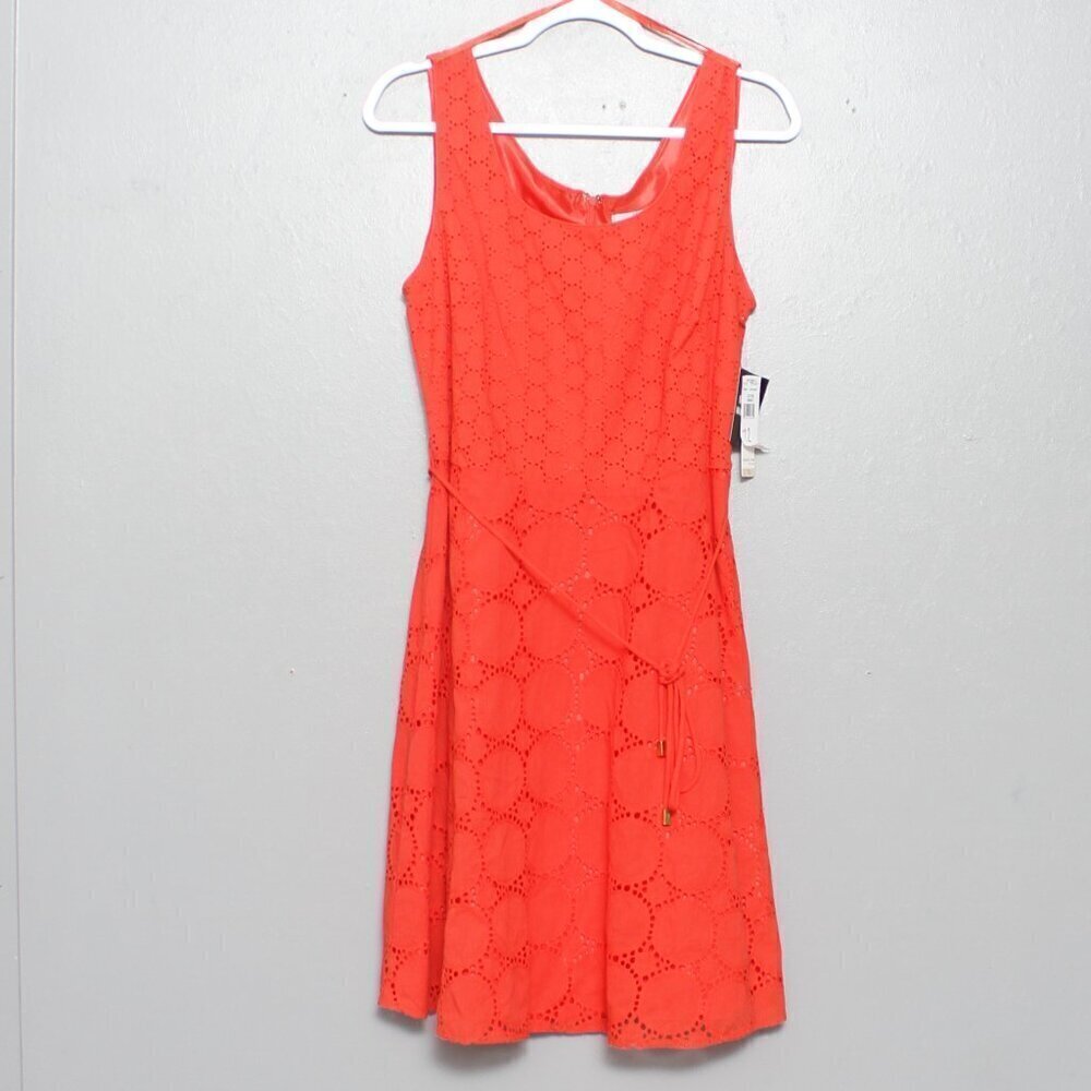 Studio one nwt sun orange lace eyelet sleeveless midi dress